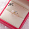 Sparkling Diamond Crystal Zircon Flower Ring Micro Inlaid Sweet Wild Love Flower Open Ring Bracelet E 2PCS