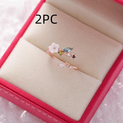Anillo Flor de Cristal Diamante con Circonita Micro Incrustada - Diseño Abierto Ajustable - Image 23