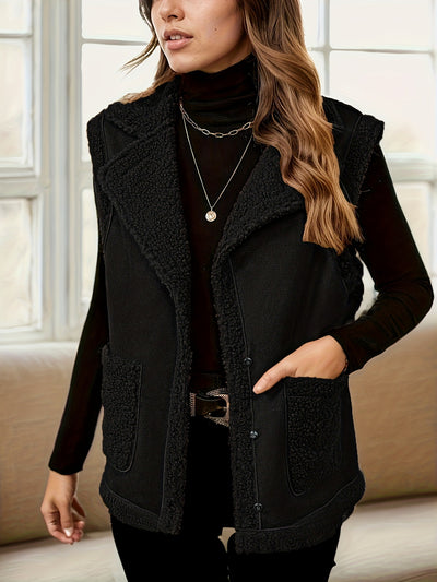 Chaleco de Gamuza con Cuello de Pana y Costuras Decorativas para Mujer - Image 8