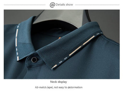 Polo Oversize de Seda Helada para Hombre - Manga Corta con Solapa Relajada - Image 15