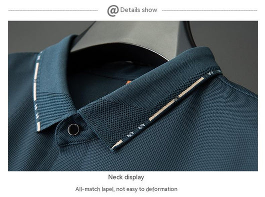 Polo Oversize de Seda Helada para Hombre - Manga Corta con Solapa Relajada - Image 15
