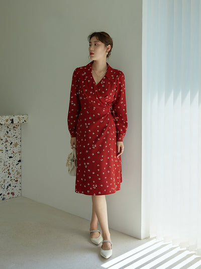 Vestido Vintage Francés Rojo Talla Grande para Mujer - Image 12