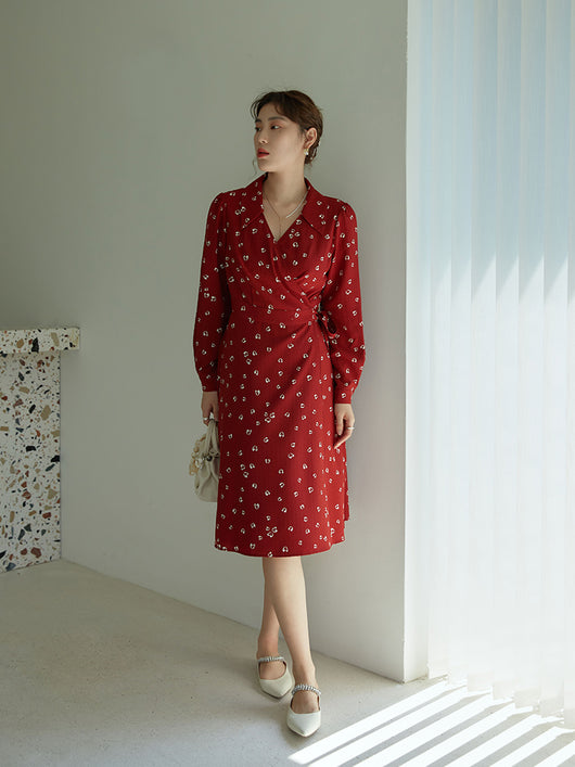 Vestido Vintage Francés Rojo Talla Grande para Mujer - Image 12