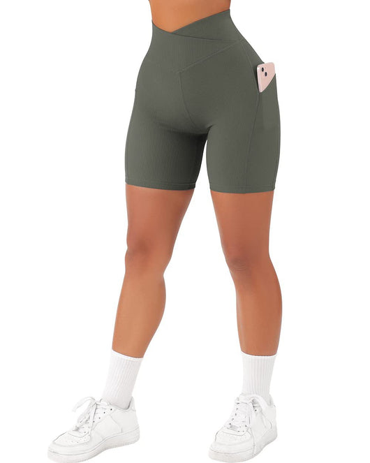 Shorts Deportivos Cruzados para Mujer con Bolsillos y Cinturón - Image 6