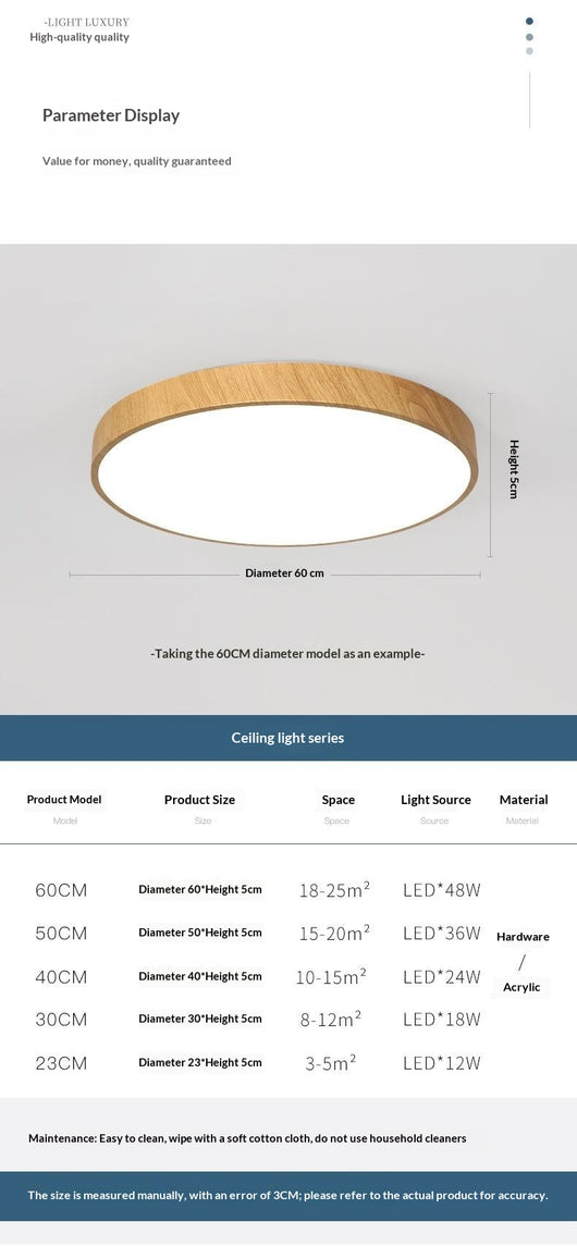 Lámpara de Techo LED Minimalista Estilo Chino Contemporáneo con Textura de Madera - Image 12