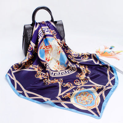 Pañuelo de Seda Sintética con Estampado Elegante para Mujer - Image 4