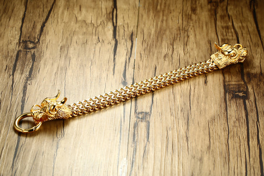 Pulsera de Acero Titanio con Cabeza de Dragón Dorado para Hombre - Image 14