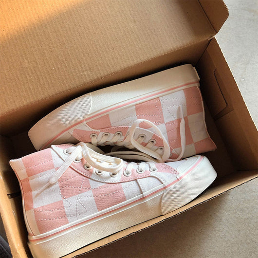 Zapatillas de Lona a Cuadros para Mujer Caña Alta - Image 9