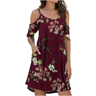 Vestido Slip Hombros Descubiertos con Estampado Digital - Image 3