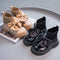 Botas de Cuero Estilo Princesa con Moño para Niñas - Otoño