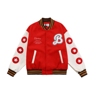 Chaqueta Beisbolera Holgada para Hombre con Bordado Flocking Hamburguesa - Image 4