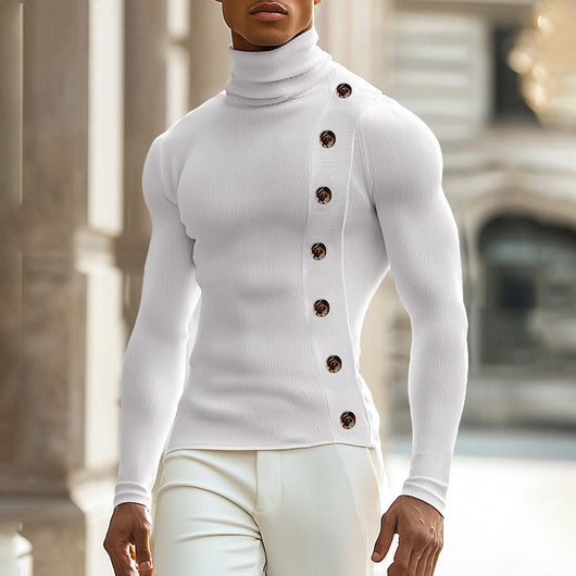 Suéter Cuello Alto para Hombre con Botones - Diseño Clásico Europeo - Image 18