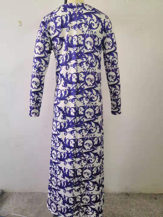 Vestido Estampado Porcelana Azul y Blanco - Image 10