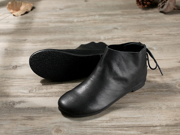 Botas Cortas de Cuero Genuino para Mujer - Diseño Retro Minimalista con Forro Cálido - Image 7