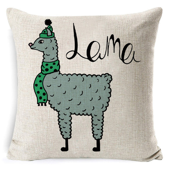 Funda de Cojín Cuadrada con Estampado de Alpaca