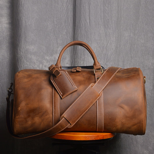 Bolsa de Viaje Retro en Cuero Crazy Horse Estilo Europeo Americano para Hombre - Image 7