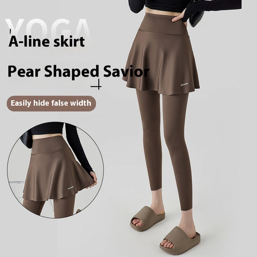 Falda Pantalón Yoga Cintura Alta Levanta Caderas Primavera Otoño Efecto Dos Piezas - Image 17