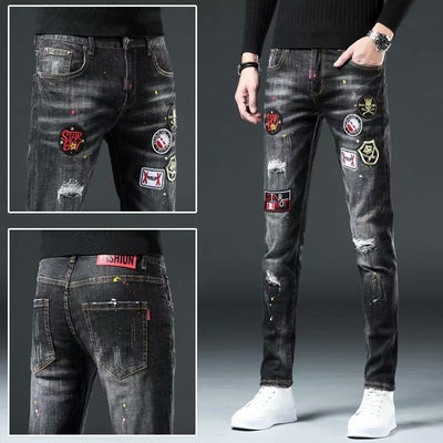Jeans Casuales para Hombre con Bordado de Águila - Fácil de Combinar - Image 2