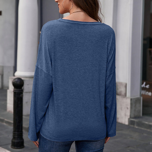 Blusa Suelta de Cuello Redondo Manga Larga con Estampado para Mujer - Image 5