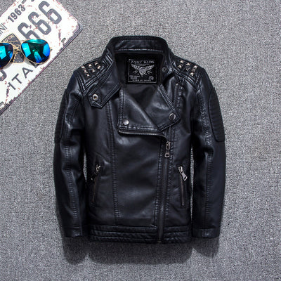 Chaqueta de Cuero Casual para Niños - Diseño Liso Moderno - Image 6
