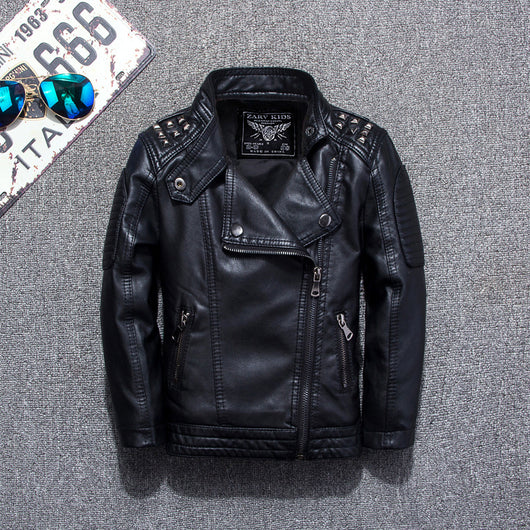 Chaqueta de Cuero Casual para Niños - Diseño Liso Moderno - Image 6