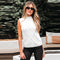 Blusa Básica Sin Mangas Cuello Redondo en Colores Sólidos