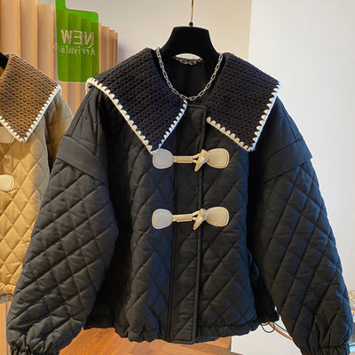 Chaqueta de Punto Suelta con Botones y Detalles Combinados para Mujer - Image 3