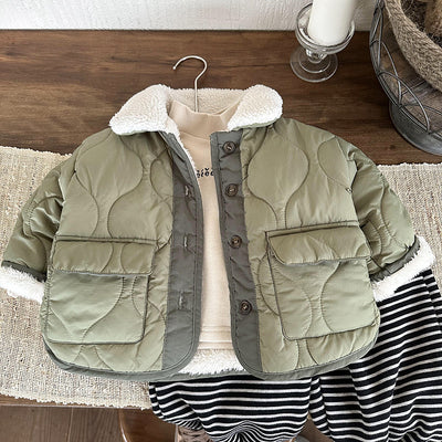 Abrigo Acolchado de Moda Coreana con Cuello de Piel de Cordero - Image 6