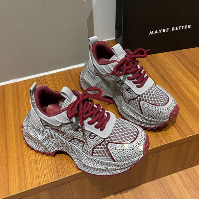 Zapatillas Deportivas Plataforma Gruesa para Mujer con Brillo y Cristales - Amarillo Claro - Image 23