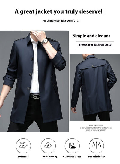 Abrigo Tipo Gabardina Casual Largo para Hombre - Image 11