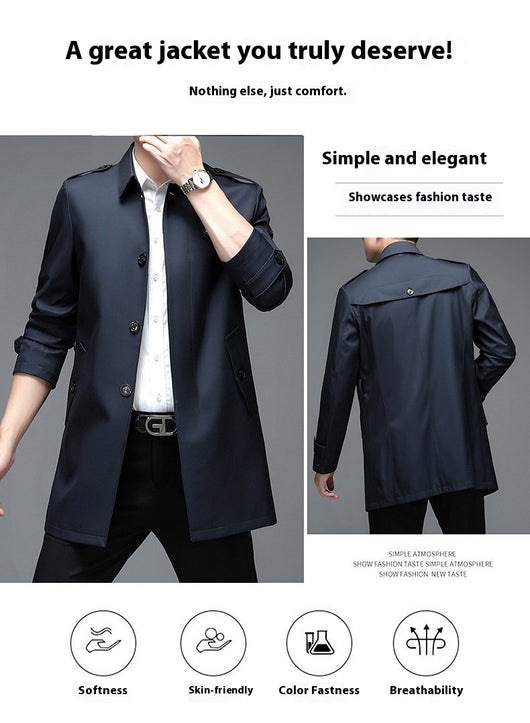 Abrigo Tipo Gabardina Casual Largo para Hombre - Image 11