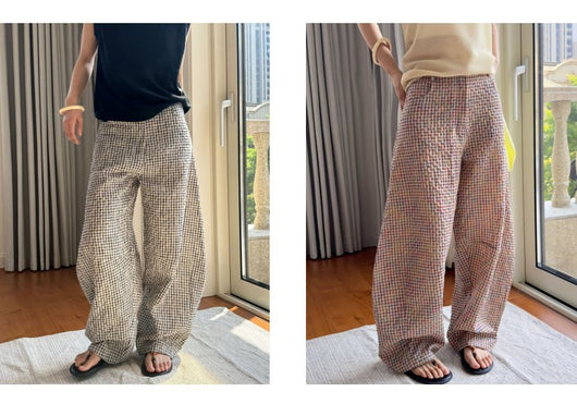 Pantalones de Lino Ancho Cuadros Mujer - Cómodos y Transpirables - Image 11
