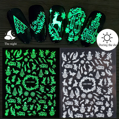 Pegatinas de Uñas Navideñas Luminosas 3D - Copos de Nieve Adhesivos - Image 9