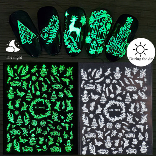 Pegatinas de Uñas Navideñas Luminosas 3D - Copos de Nieve Adhesivos - Image 9