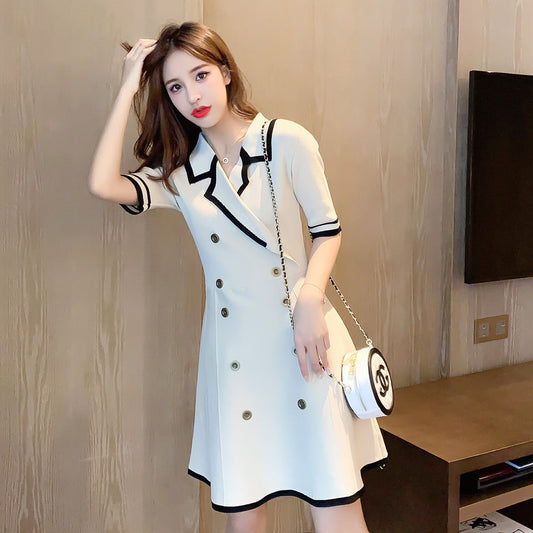 Vestido Tejido de Manga Corta con Falda A Elegante - Image 2