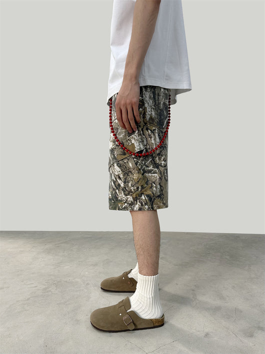 Pantalones Cargo Cortos Camuflaje Ramas Lavado - Multibolsillos - Image 20