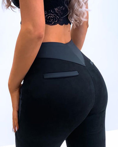 Pantalones Negros de Fibra Poliéster con Cierre Lateral - Image 3
