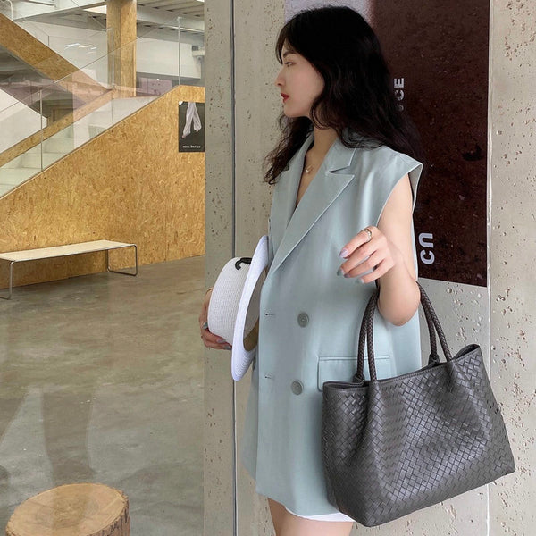 Bolso Tejido en Piel de Oveja Auténtica para Mujer