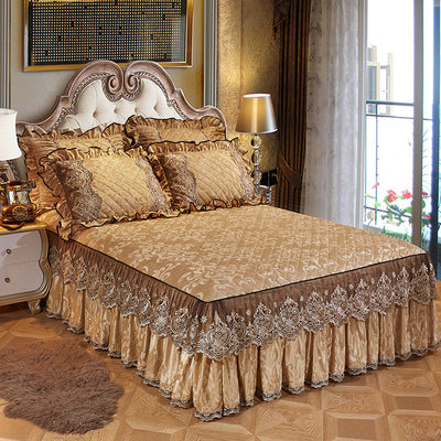Falda de Cama Acolchada Terciopelo Estilo Coreano Color Sólido