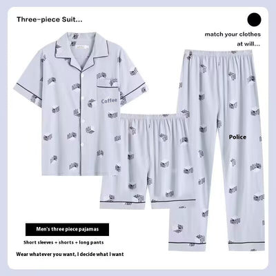 Pijama de Tres Piezas Manga Corta para Hombre - Image 9