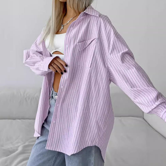 Camisa Manga Larga a Rayas con Detalles de Diamantes - Image 4