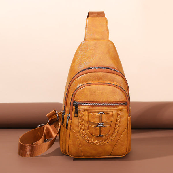 Bolso de Cuero PU Texturizado con Compartimento en el Pecho