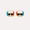 Asymmetric Azul Orange Contrast Vintage Stud Earrings Picture color