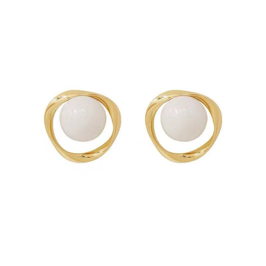 Aretes de Plata S925 con Perla y Cierre de Aguja para Mujer