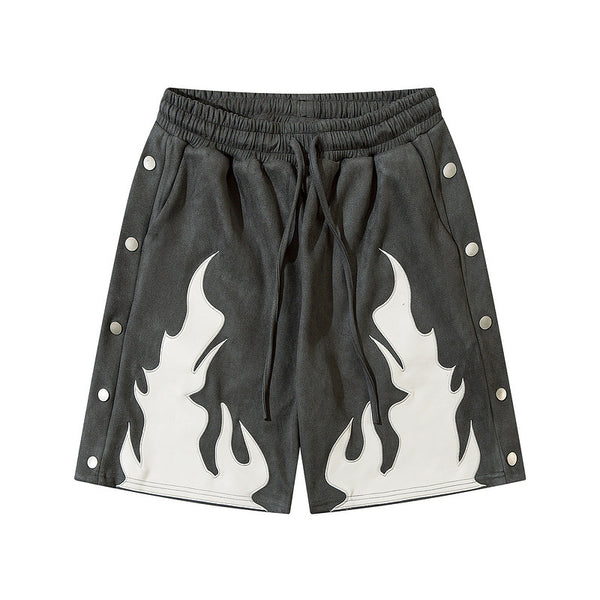 Shorts Contraste Terciopelo Flame con Solapa Doble