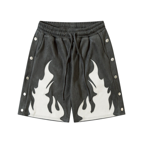 Shorts Contraste Terciopelo Flame con Solapa Doble