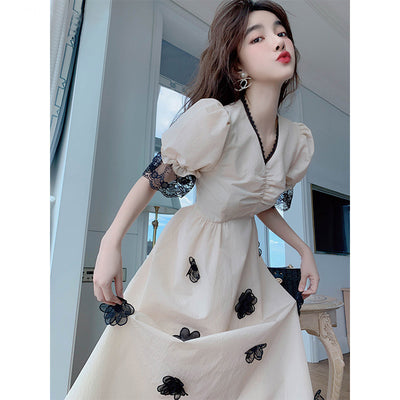 Vestido Largo Elegante con Mangas Puff - Diseño Princesa Francés V-Neck - Image 5