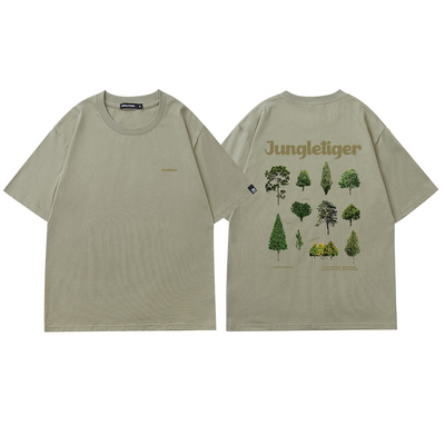 Camiseta Holgada con Estampado Botánico Cuello Redondo Manga Corta - Image 11