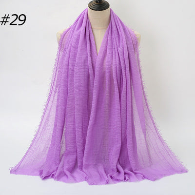 Pañuelo de Algodón y Lino Plisado - Colores Puros - Image 34