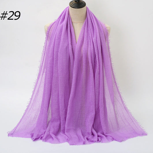 Pañuelo de Algodón y Lino Plisado - Colores Puros - Image 34